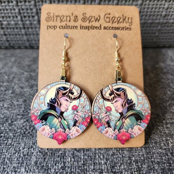 Loki Marvel Comics Disney MCU Earrings - Picture 3 of 3